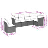 6 pcs conjunto sofás de jardim com almofadões vime cinzento 3