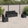 Set de muebles de jardín 5 pzas y cojines ratán sintético negro 1