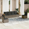 Set de muebles de jardín 6 pzas y cojines ratán sintético gris 1