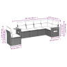 6 pcs conjunto sofás de jardim com almofadões vime cinzento 3