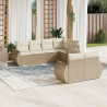 Set sofás de jardín 7 piezas y cojines ratán sintético beige 1