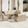Set de sofás de jardín 9 pzas con cojines ratán sintético beige 1