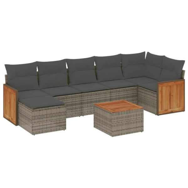 Set de sofás de jardín 8 pzas y cojines ratán sintético gris M 2