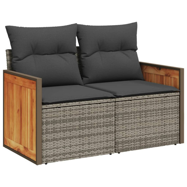 Set de sofás de jardín 8 pzas y cojines ratán sintético gris M 5