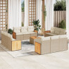 Set sofás de jardín con cojines 13 pzas ratán sintético beige 1