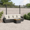5 pcs conjunto sofás de jardim com almofadões vime PE preto 1