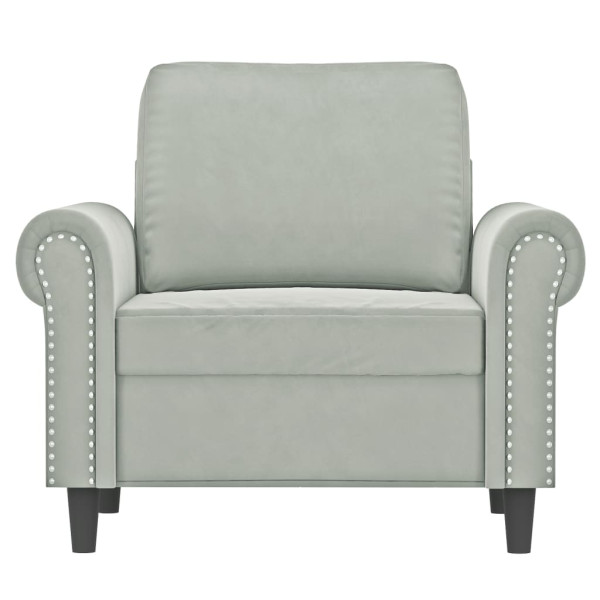 Sillón de terciopelo gris claro 60 cm M 3