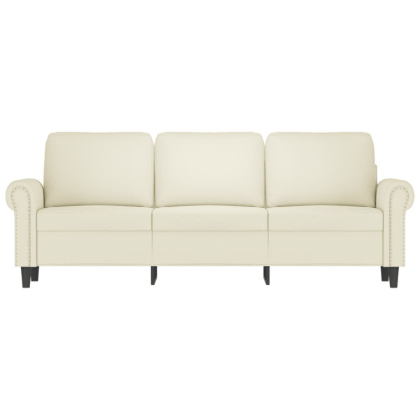 Sofá de 3 plazas terciopelo color crema 180 cm M 3