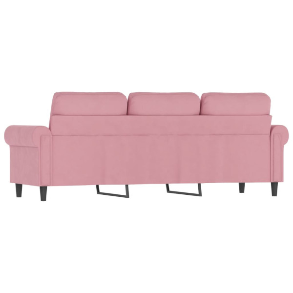 Sofá de 3 lugares 180 cm veludo rosa M 5