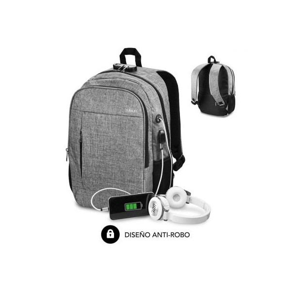 Mochila Subblim urban lock para portátiles hasta 16" gris D