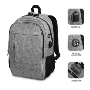 Mochila Subblim urban lock para portátiles hasta 16" gris H