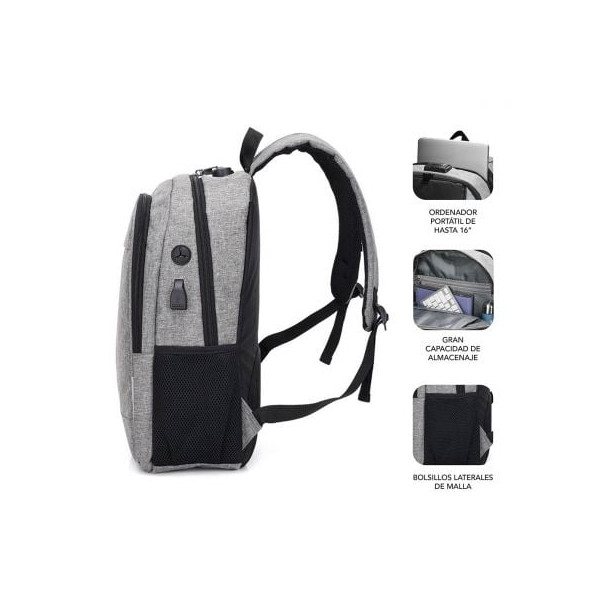 Mochila Subblim urban lock para portátiles hasta 16" gris M 4