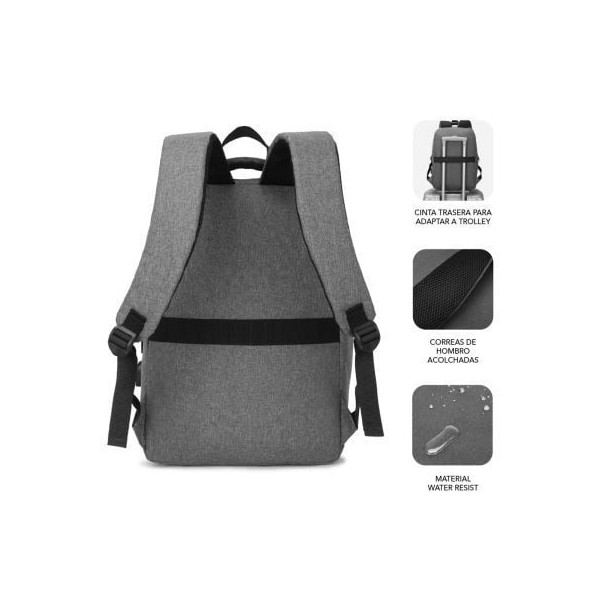Mochila subblim city backpack para portátiles hasta 15.6'/ puerto usb/ gris M 2