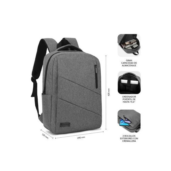 Mochila Subblim city backpack para portátiles hasta 16" gris M 4