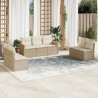 Set sofás de jardín 7 piezas y cojines ratán sintético beige 1