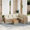 Set sofás de jardín 7 piezas y cojines ratán sintético beige 1