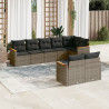 Set de sofás de jardín 8 pzas y cojines ratán sintético gris 1