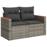 8 pcs conjunto sofás de jardim c/ almofadões vime PE cinzento 5
