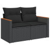 9 pcs conjunto de sofás p/ jardim c/ almofadões vime PE preto 5