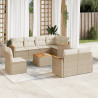 9 pcs conjunto de sofás p/ jardim com almofadões vime PE bege 1