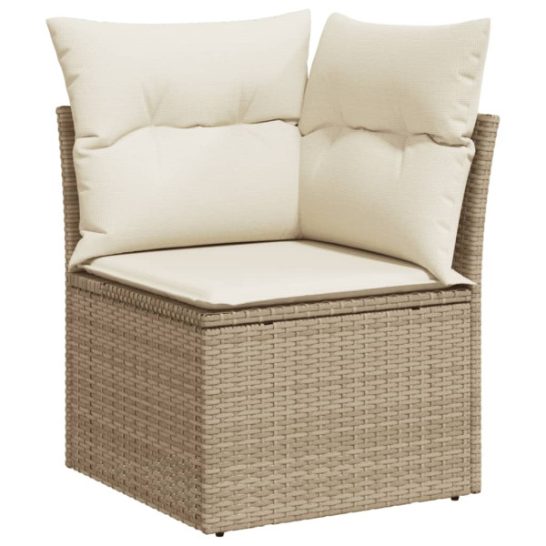 7 pcs conjunto de sofás p/ jardim com almofadões vime PE bege M 3