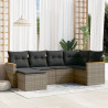 Set de muebles de jardín 6 pzas y cojines ratán sintético gris 1