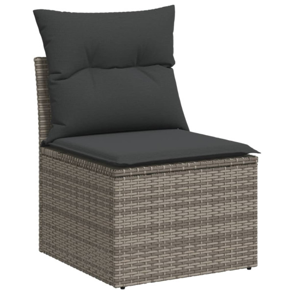 Set de sofás de jardín 7 piezas con cojines ratán PE gris M 4