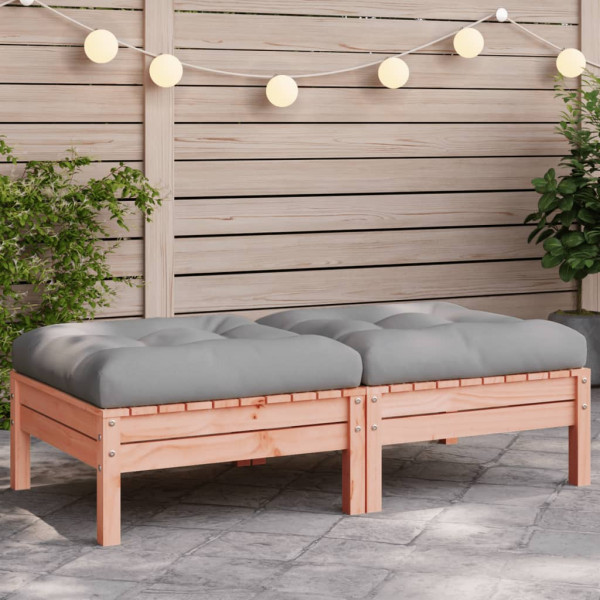 Taburetes de jardín con cojines 2 uds madera abeto de Douglas D