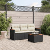 4 pcs conjunto de sofás para jardim c/ almofadões vime PE preto 1