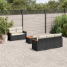 Set de sofás de jardín 6 piezas y cojines ratán sintético negro 1
