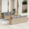 Juego de sofás jardín con cojines beige mezcla 8 pzas ratán PE 1
