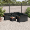 Set de sofás de jardín 8 piezas y cojines ratán sintético negro 1