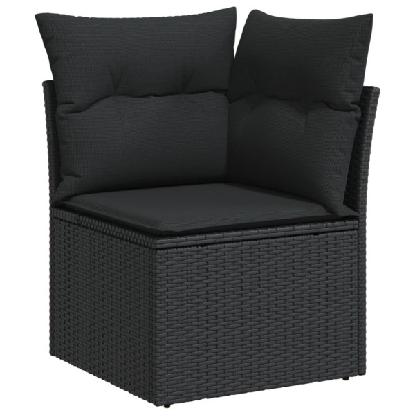 9 pcs conjunto de sofás p/ jardim c/ almofadões vime PE preto M 4