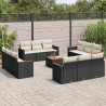 Set de sofás de jardín y cojines 13 pzas ratán sintético negro 1