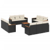 13 pcs conjunto de sofás de jardim com almofadões vime PE preto 2