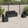 Set de muebles de jardín 5 pzas y cojines ratán sintético negro 1