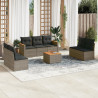Set de sofás de jardín 8 pzas y cojines ratán sintético gris 1
