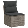 8 pcs conjunto sofás de jardim c/ almofadões vime PE cinzento 4
