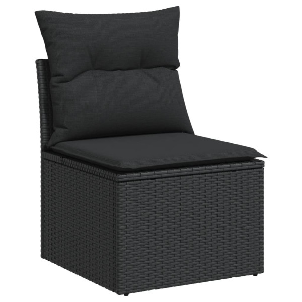 8 pcs conjunto sofás de jardim com almofadões vime PE preto M 3