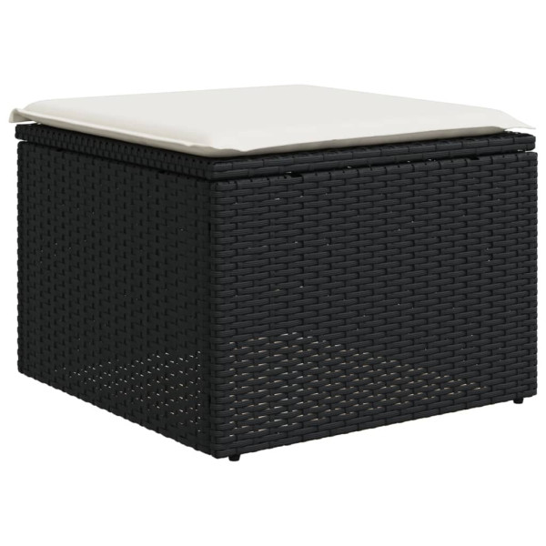 5 pcs conjunto sofás de jardim com almofadões vime PE preto M 5