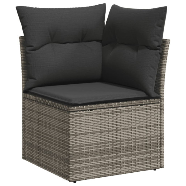 Set de sofás de jardín 7 piezas con cojines ratán PE gris M 4