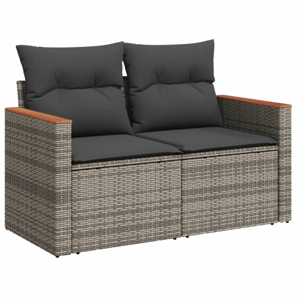 Set de sofás de jardín 8 pzas y cojines ratán sintético gris M 3