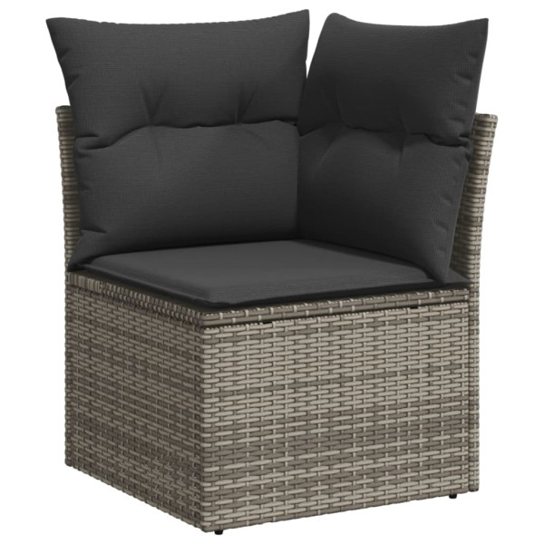 Set de sofás de jardín 10 pzas con cojines ratán sintético gris M 4