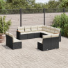 Set de sofás de jardín 11 pzas y cojines ratán sintético negro 1