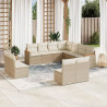 Set de sofás de jardín 11pzas con cojines ratán sintético beige 1