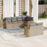 7 pcs conj. sofás jardim c/ almofadões vime PE bege misturado 1