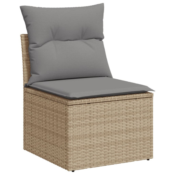 Juego de sofás jardín con cojines beige mezcla 7 pzas ratán PE M 4