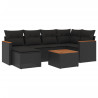 Set de comedor de jardín 7 pzas y cojines ratán sintético negro 2