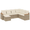 Set sofás de jardín 7 piezas y cojines ratán sintético beige 2