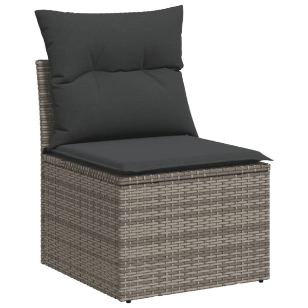 Set de sofás de jardín 7 piezas con cojines ratán PE gris M 4